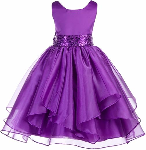 Wish little Kids Dresses Baby Girls' A-Line Weddings Festivals Organza Sequins with Cotton Fit and Flair Ball Gown