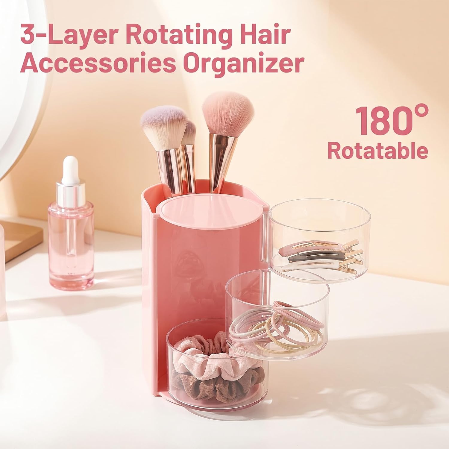ElevateTech 3-Layer Hair Accessories Organizer with Hair Brush Holder image 4