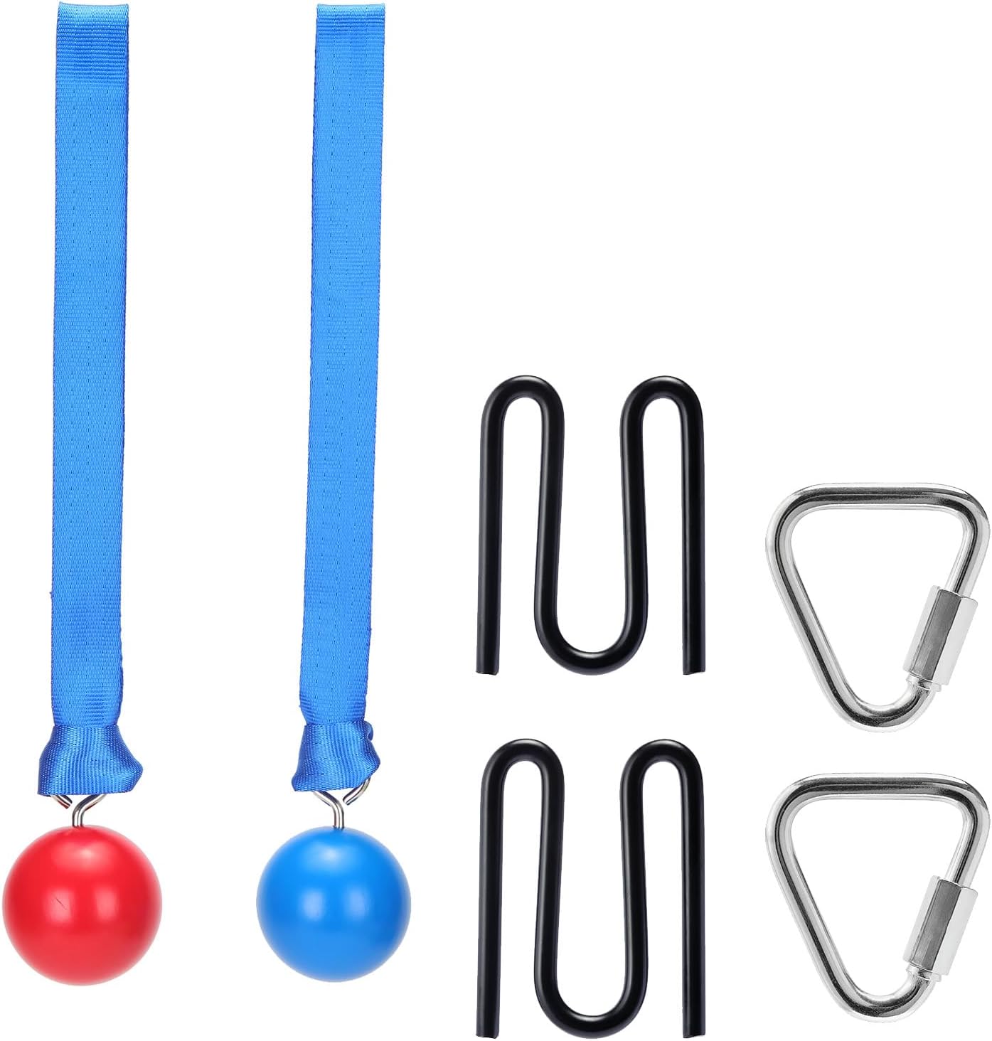 Hyponix Sporting Ninja Warrior Obstacle Expansion Bundle – Spinning Wheel, 2 Wooden Balls & 3 Triangle Holds | Compatible with Monkey Line & Gorilla Line | Durable Buckles, Carabiners, Easy Setup