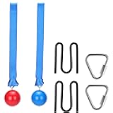 2 Wooden Balls for Monkey Line, Gorilla Line and Ninja Warrior Obstacle Courses – Complete Expansion Kit with Durable Buckles, Carabiners, Easy Installation, Safe Secure Training Equipment (Grey)