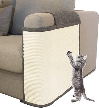 Cat Scratch Sofa Protector,Cat Scratching Couch Protector with 19.7L*23.6W Natural Sisal Scratching Mat for Protecting Couch Sofa Chair Dark Grey/Left Hand