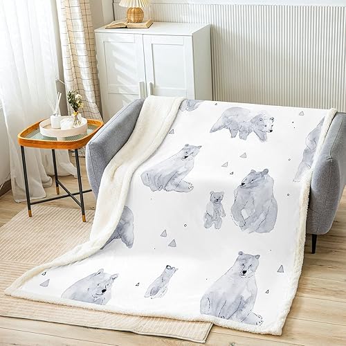 Manta polar de oso polar para niños y niñas, manta de oso ártico para cama, sofá, habitación de adolescentes, bonita decoración de vida silvestre,