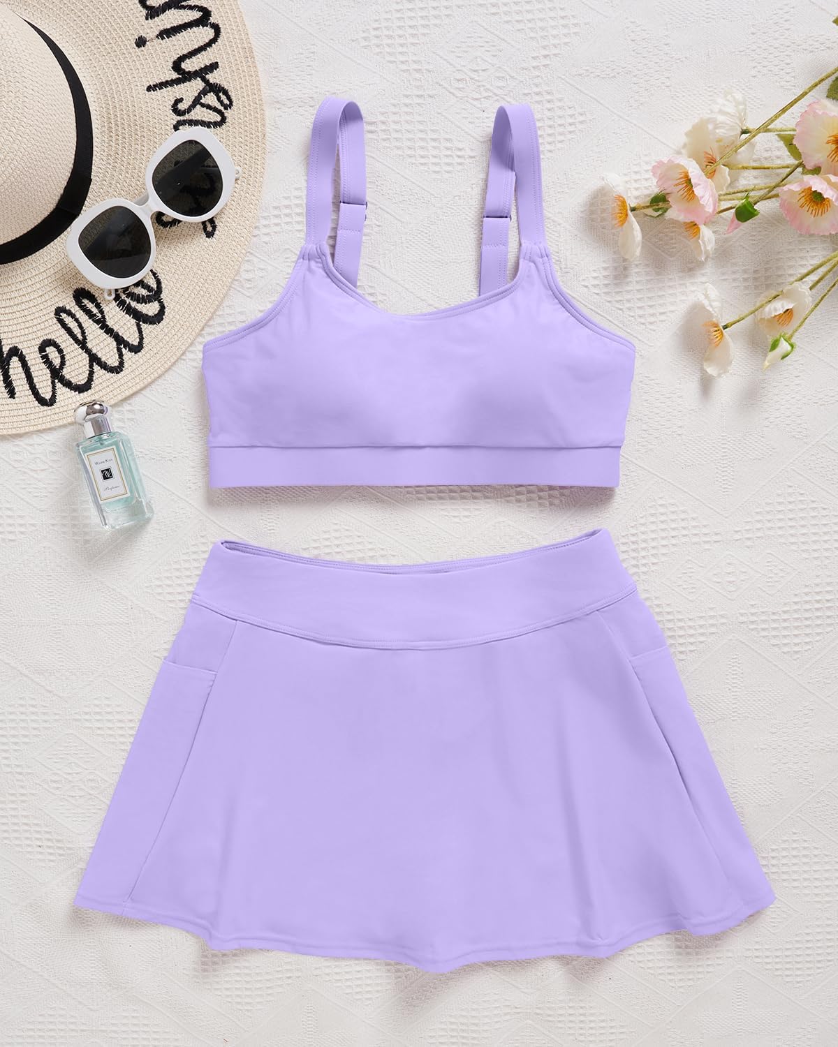 High Waisted Bikini with Skirt - Women Two Piece Swimsuit Skirted Bathing Suit Set with Pockets 2025 Swimwear