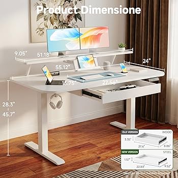 Amazon.com: COMHOMA Electric Standing Desk with Drawers, 55 x 24
