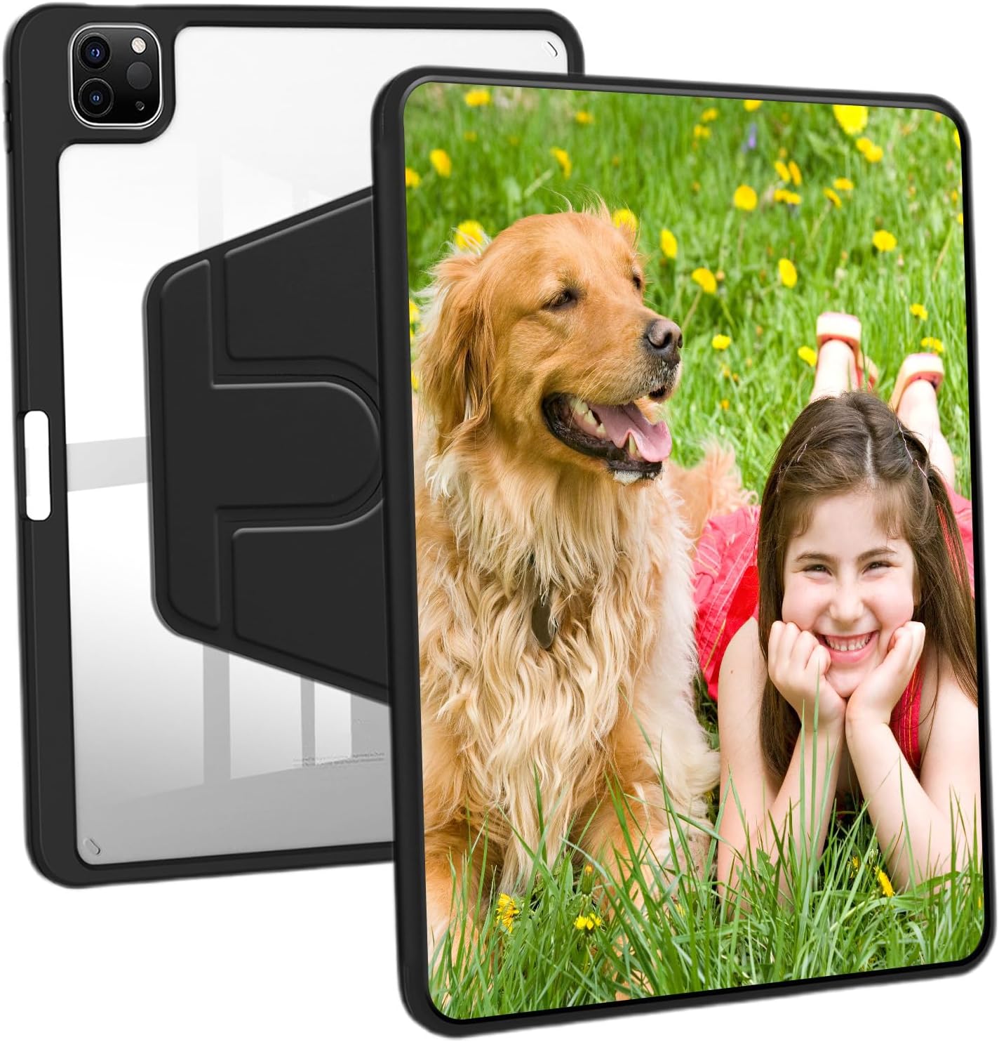 Custom Rotating Case for iPad Air 1st & 2nd Gen A1474/A1475/A1476/A1566/A1567, 360 Degree Rotatable Stand Protective Cases Personalized Photo Picture Text Name Slim Lightweight Cover