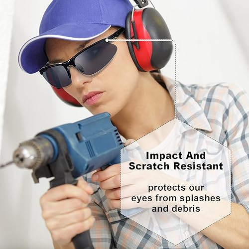 Miniatura 3 de Kathfly 36 gafas de seguridad para trabajo, resistentes a los arañazos, gafas protectoras de seguridad con lente (negro)