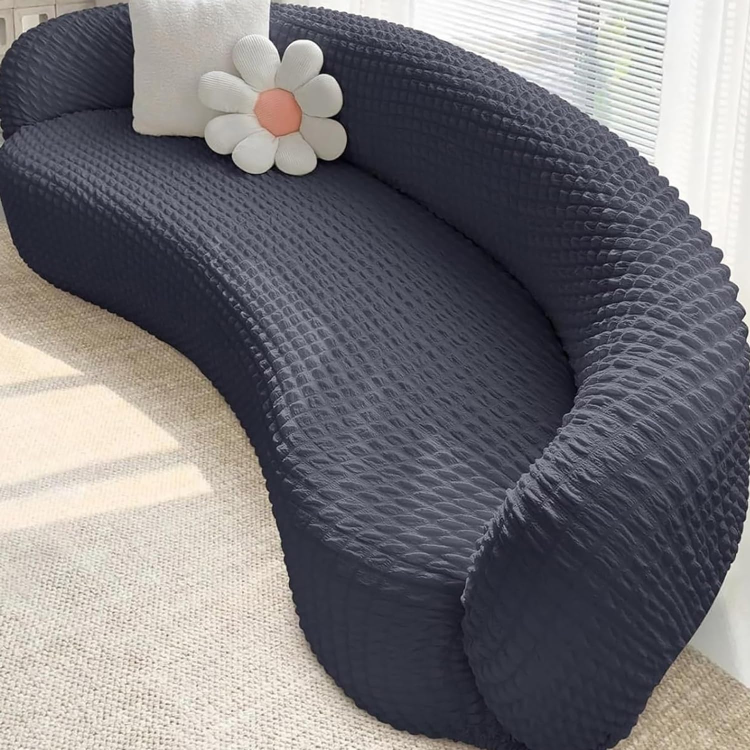 Housse de canapé incurvée extensible et lavable pour grand salon