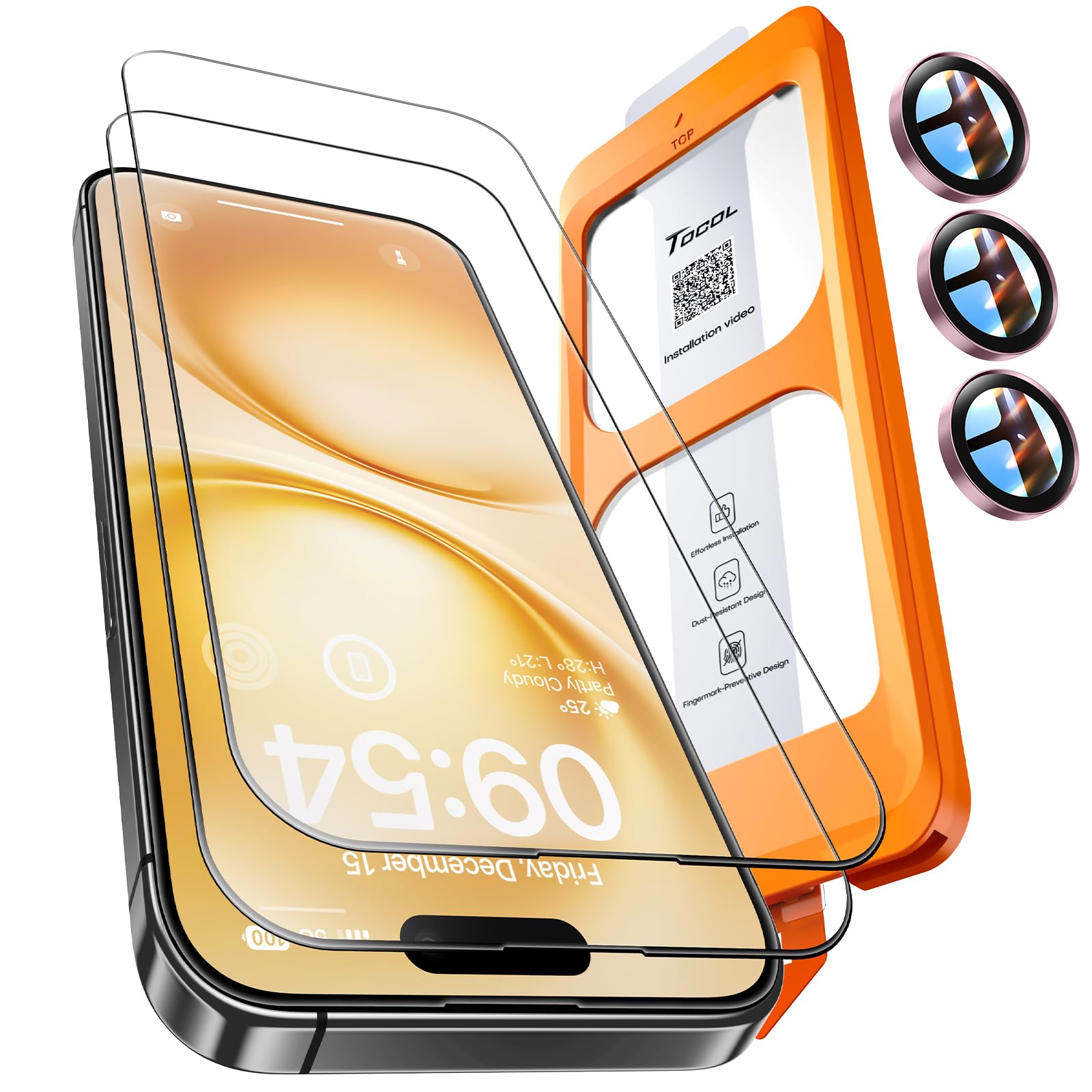TOCOL Panzerfolie mit Kameraschutz für iPhone Serie