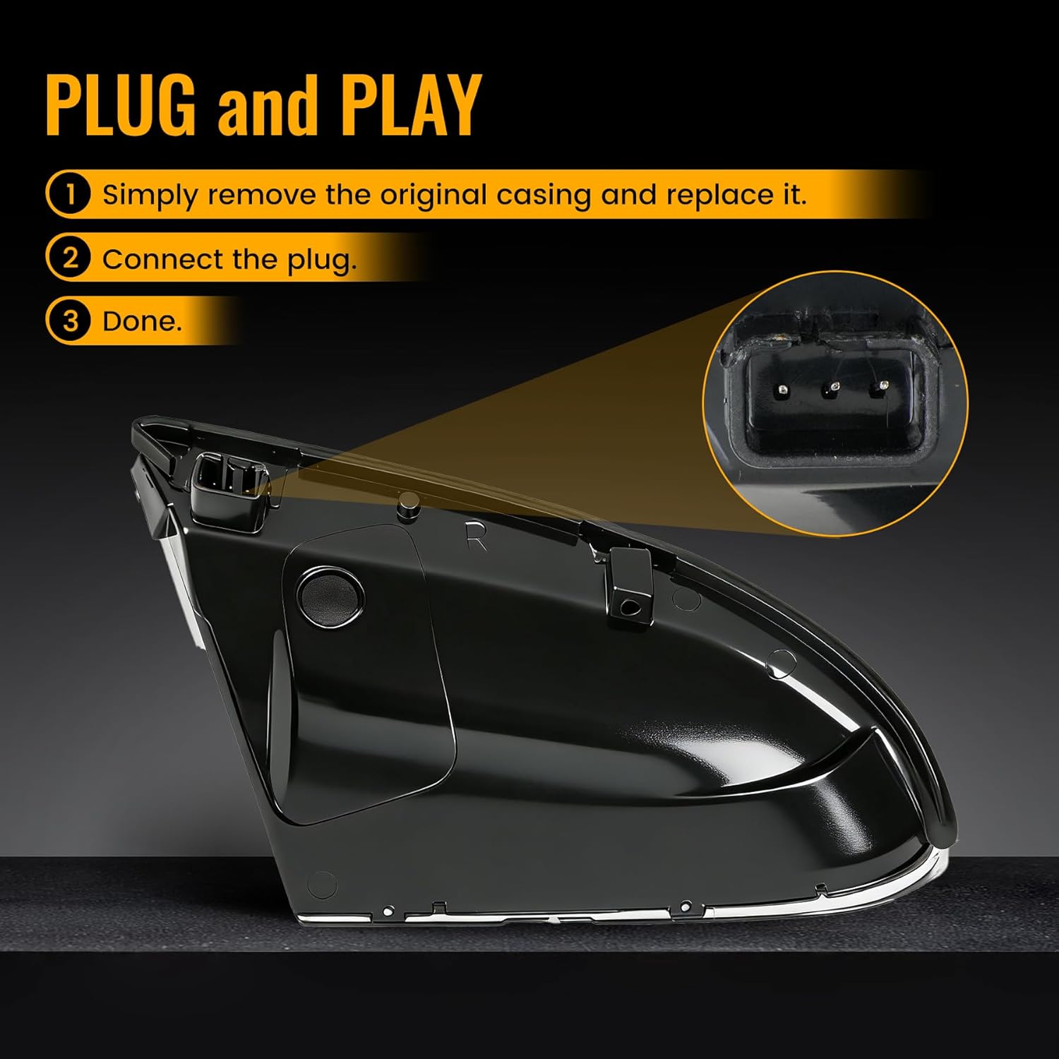 Pair Mirror Turn Signal Puddle Light for 2009-2018 Dodge Ram 1500, 2010-2018 Ram 2500, Driver and Passenger Side LED Mirror Indicator Lamp Replacement for 68064949A 68064948AA
