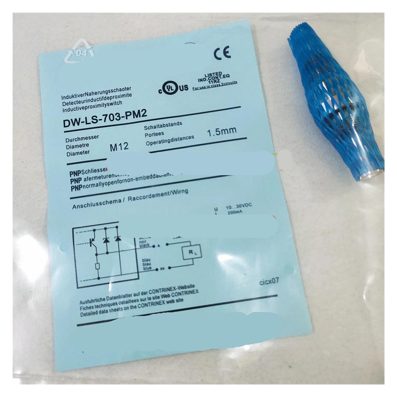 JHPWKRMU DW-LS-703-PM2 M12 Proximity Switch Sensor