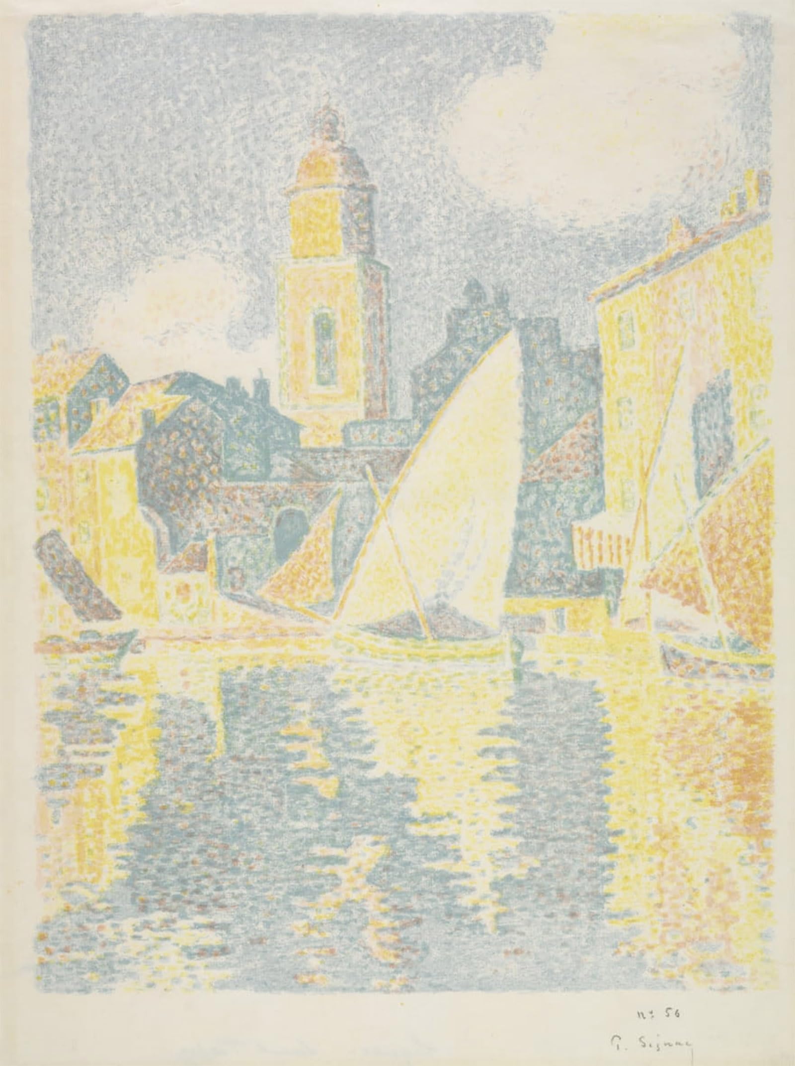 POSTERIIk Famous Modern Artwork Art Mural Saint-tropez: the Port by Paul Signac Oil Paintings Pictures for Home Decor 60x90cm