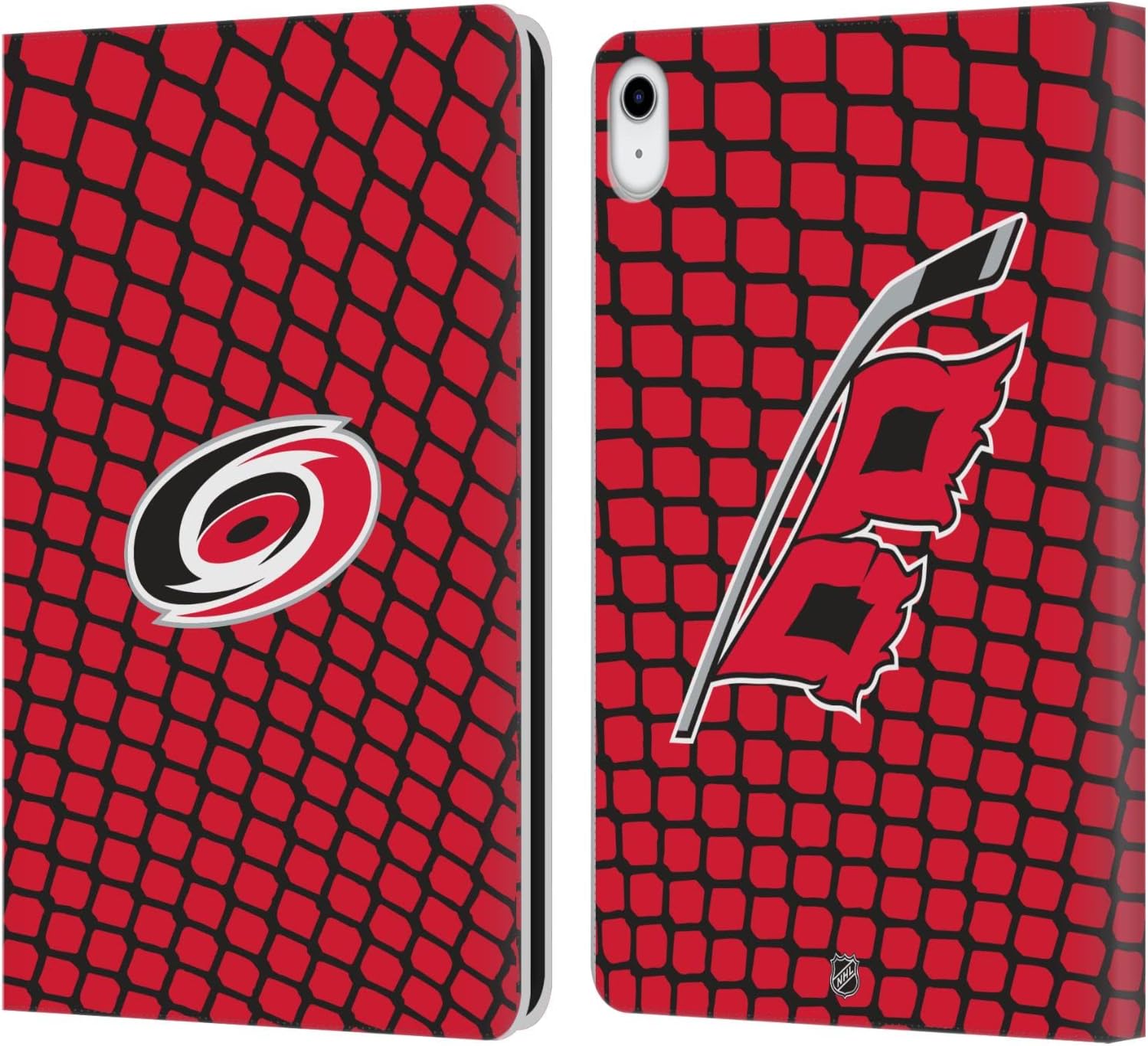 Head Case Designs Officially Licensed NHL Net Pattern Carolina Hurricanes Leather Wallet Case Compatible with Apple iPad 10.9 2022/2025