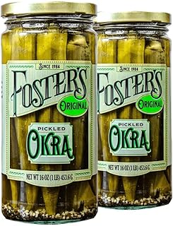 Foster's Pickled Okra in Jar, Original, 16oz, 2 Pack, Traditional Pickled Vegetables Recipe for over 40 years, Low Calorie Snack, Gluten Free, Fat and Preservative Free Pickles