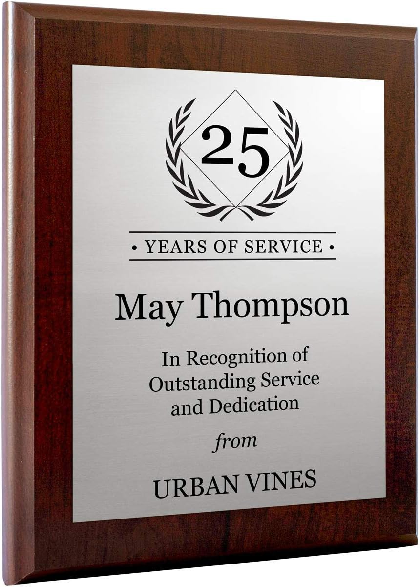 Personalized Years of Service Recognition Award - Add The Number of Years You are Acknowledging and A Special Message or Note (Silver)