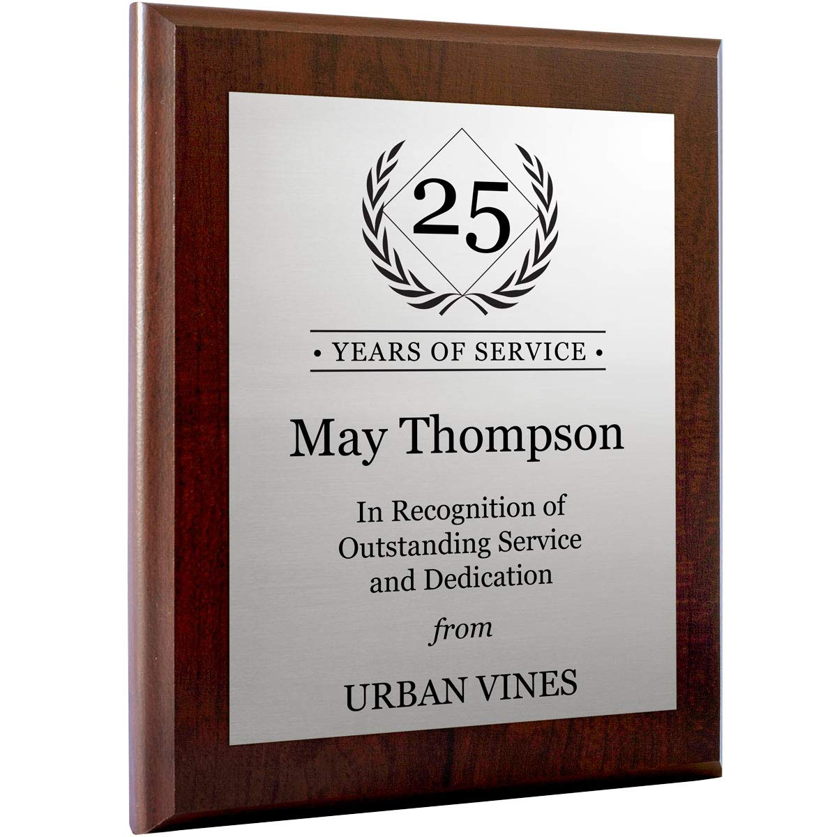 Personalized Years of Service Recognition Award - Add The Number of Years You are Acknowledging and A Special Message or Note (Silver)