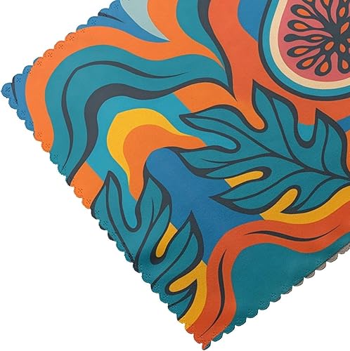 Miniatura 5 de Rectangular Placemats Set of 4, Heat Resistant Psychedelic Swirls Printed Kitchen Dining Table Mats