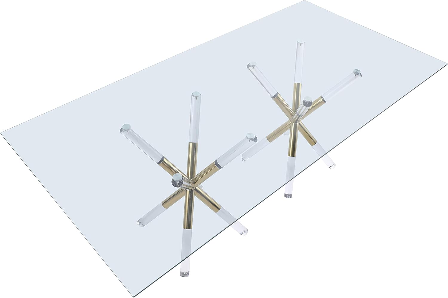 Erick Contemporary Gold Acrylic Dining Table with Tempered Glass Top
