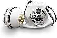 Growmite White Leather Cricket Ball - Hand-Stitched 4-Piece Premium Alum-Tanned, Waterproof Durable Match Training Grade