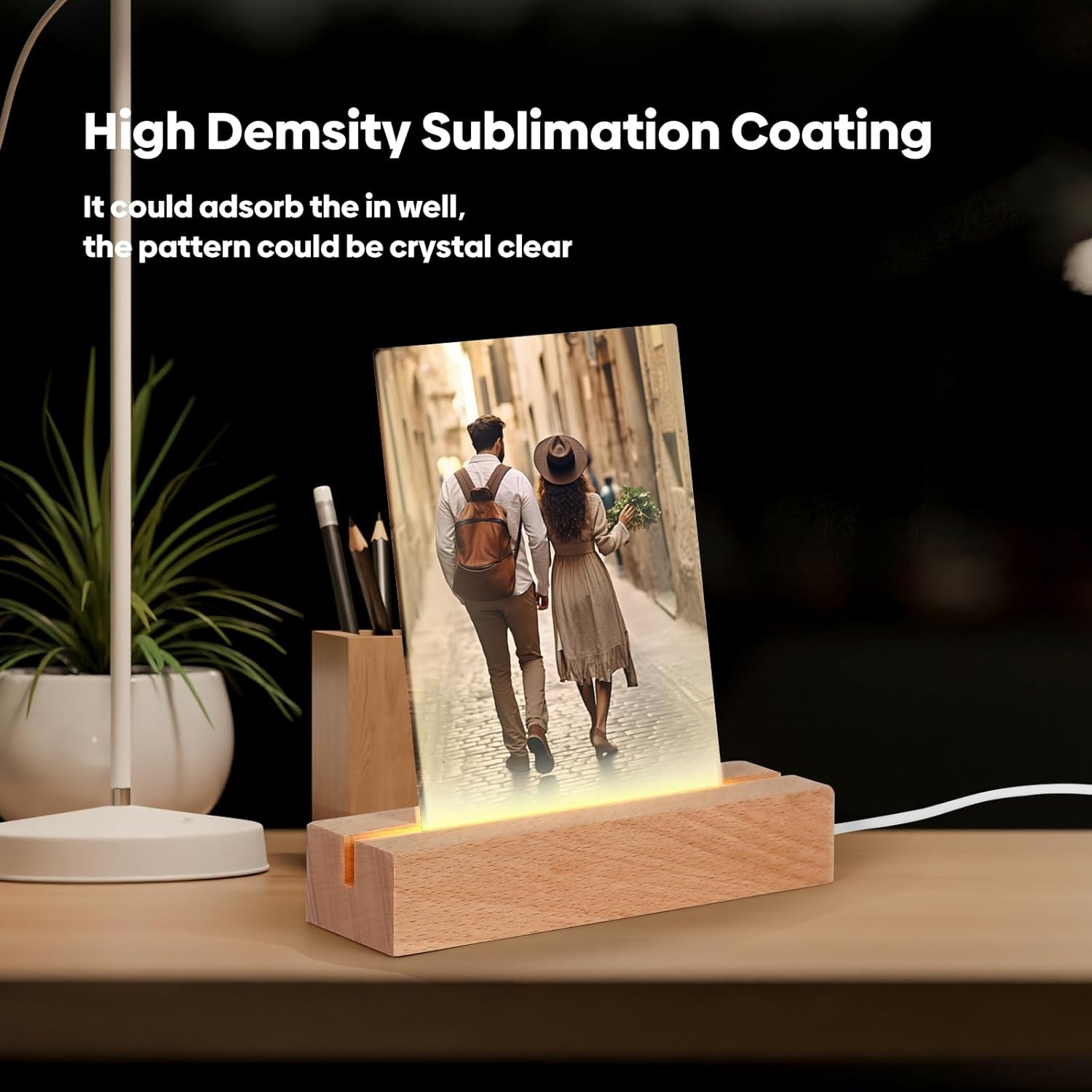 Sublimate Blank Night Light 6X8 Inch 2 PCS Glass Photo Panels with LED Base