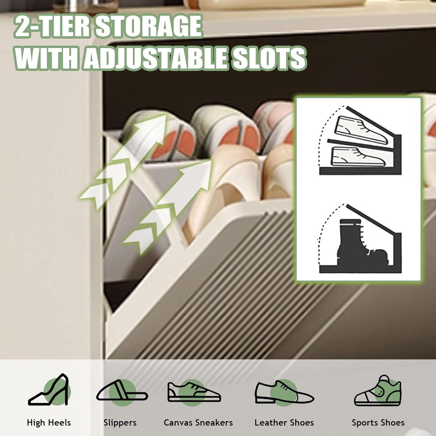 Shoe Storage Cabinet Cabinets Hallway Slim Cupboard Cupboards Hallways Slimline，Shoe Storage Cabinet with 3 Flip Drawers, Entryway & Flip Down Rack, Space-Saving Shoe Holder for Hallway & Fo