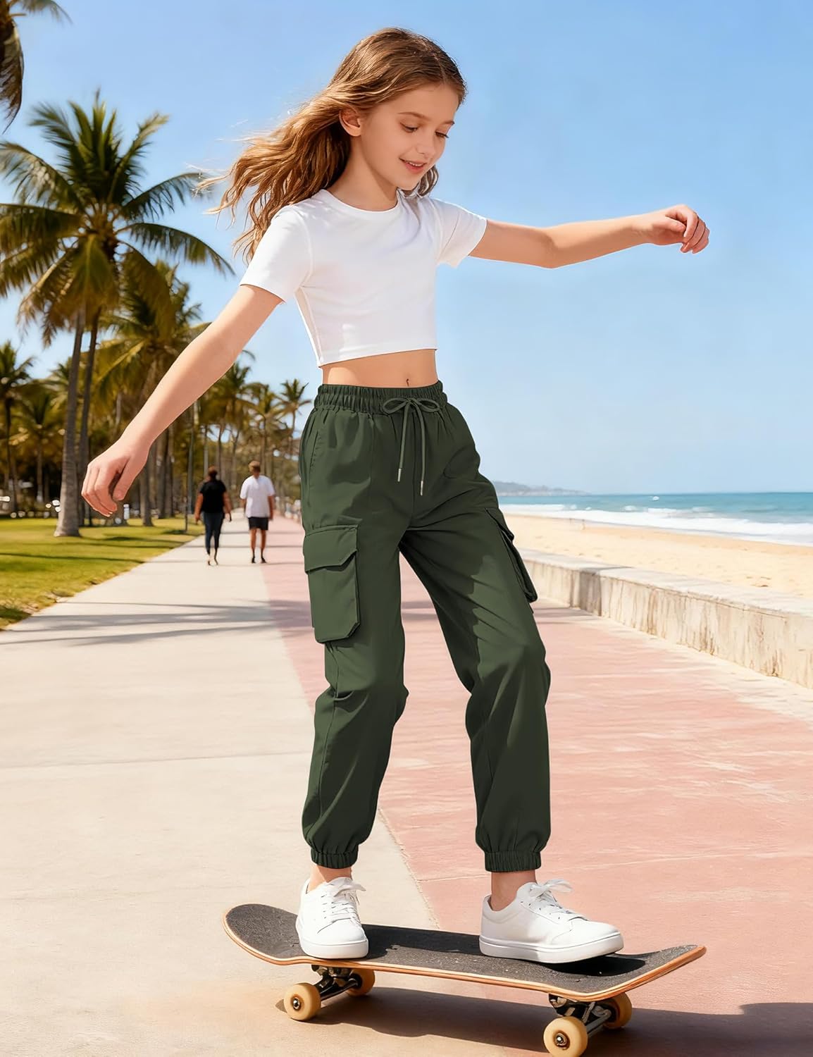 Girls Cargo Pants Waterproof Joggers Hiking Pants for Girls Teen Clothes Size 7-14 Years - Image 3