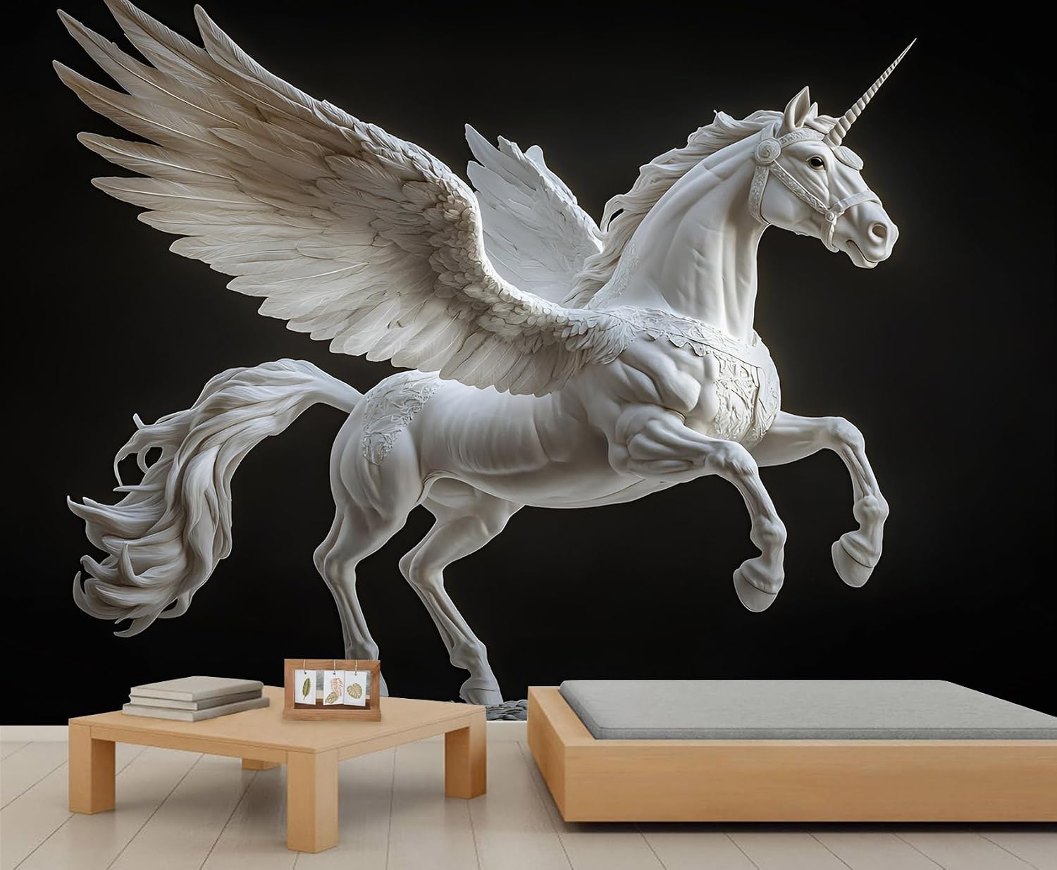 Horse Wallpaper & Home Decor, Animal Mural Wallpaper for Bedroom, Pegasus Wall Paper for Living Room, 3D Pattern Printed Murals (Not Peel and Stick)