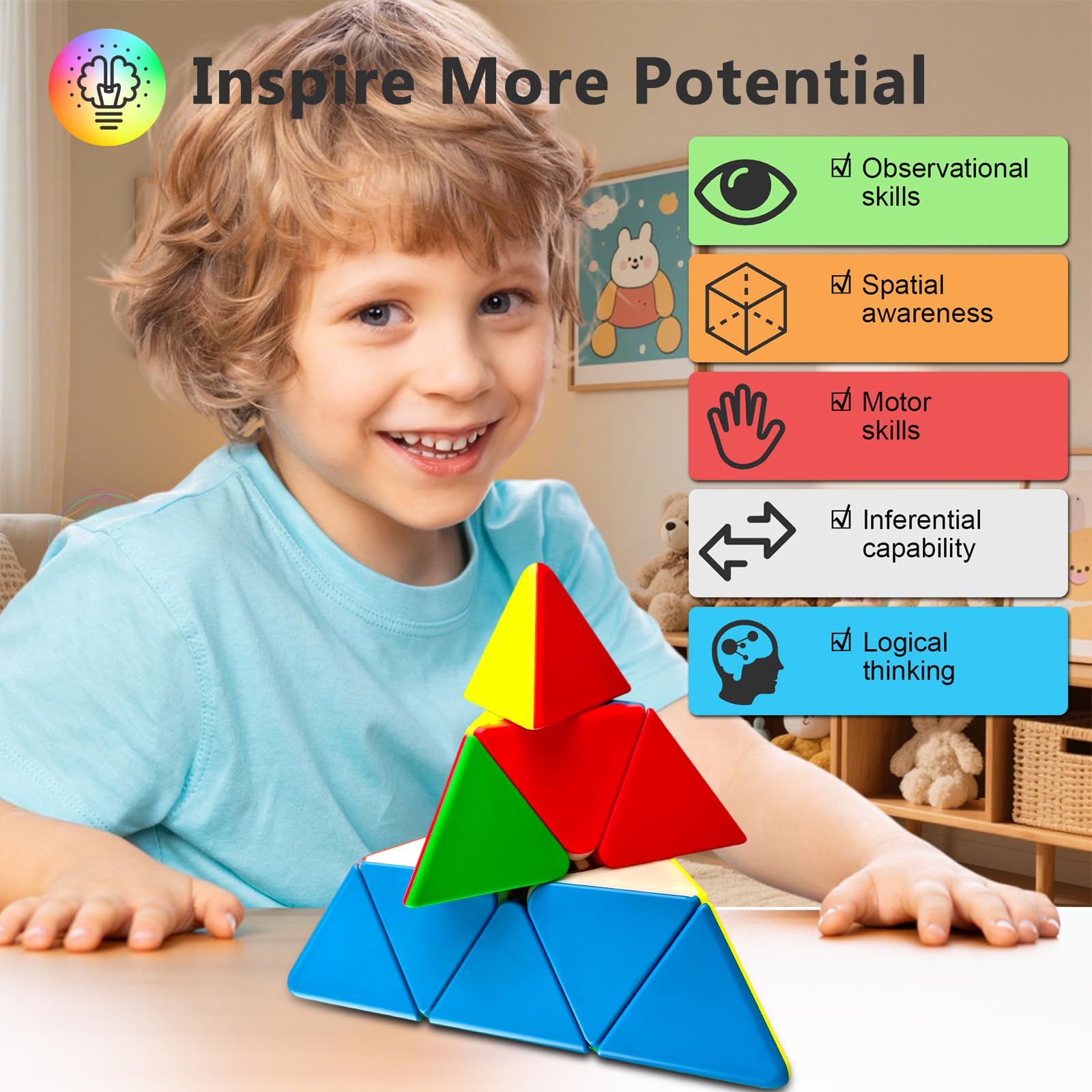 Vdealen Speed Cubo Magico Piramide Magic Cube, Liso Pyramid Cubo de Velocidad para Principiantes y Usuarios Avanzados