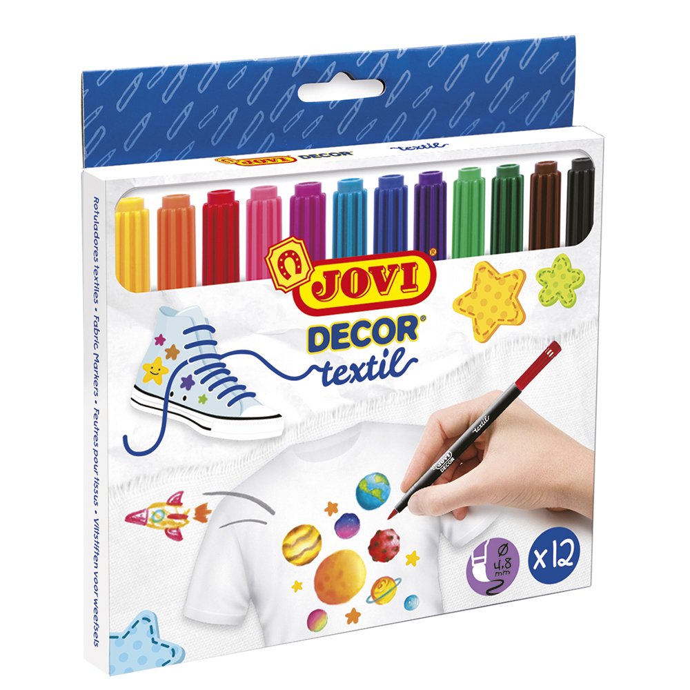 JoviTextile – Set of 12 Fabric Pens, Assorted Colours (1410)
