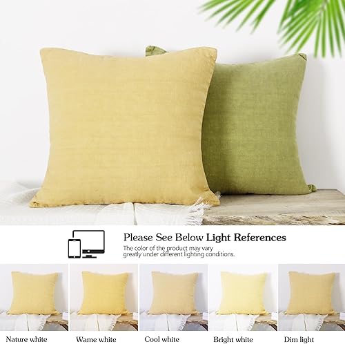 Miniatura 61 de S VICTORY SYMBOL 100% Organic Linen Pillowcases 20"x30" Set of 2,French Natural Flax Soft Durable Pillowshams Sandy Beige,Standard