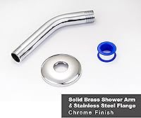 Vista 5 de SENLO Brazo de ducha de 6 pulgadas y brida cromado pulido, brazo extensor de extensión de cabezal de ducha con brida de acero inoxidable, ducha