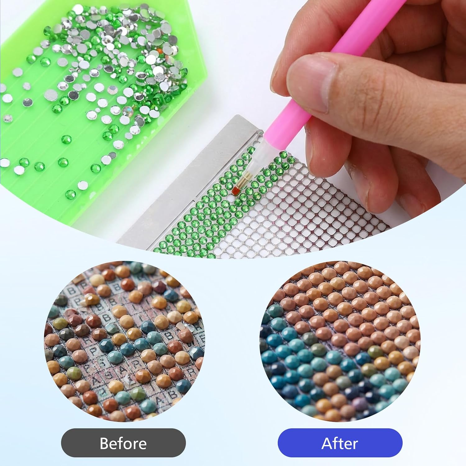 Amabro 4 Pcs Diamond Drawing Ruler, 5D Drawings Mesh Stainless Steel Rulers Set with Fix Tools 400 1000 Blank Grids Diamond Art Painting Correction Spade DIY Accessories for Round Full Partial Drill
