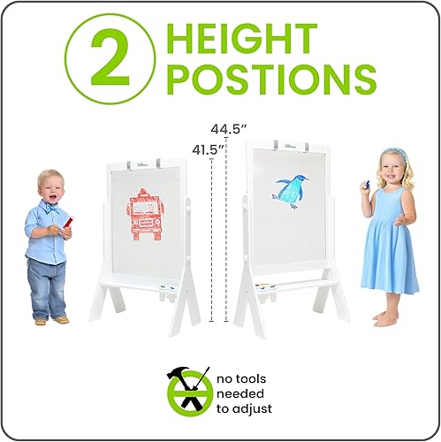 Miniatura 4 de Little Partners Peek-A-Boo Art - Caballete para niños pequeños, estación de pintura acrílica transparente de dos caras de altura ajustable para