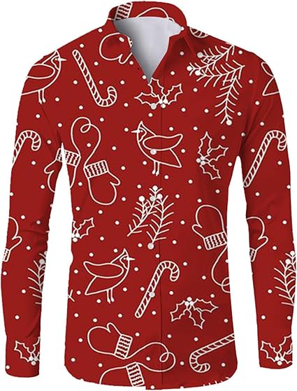 Weihnachtshemd Herren - 3D Weihnachtsmuster Slim Fit Für Festivals & Partys