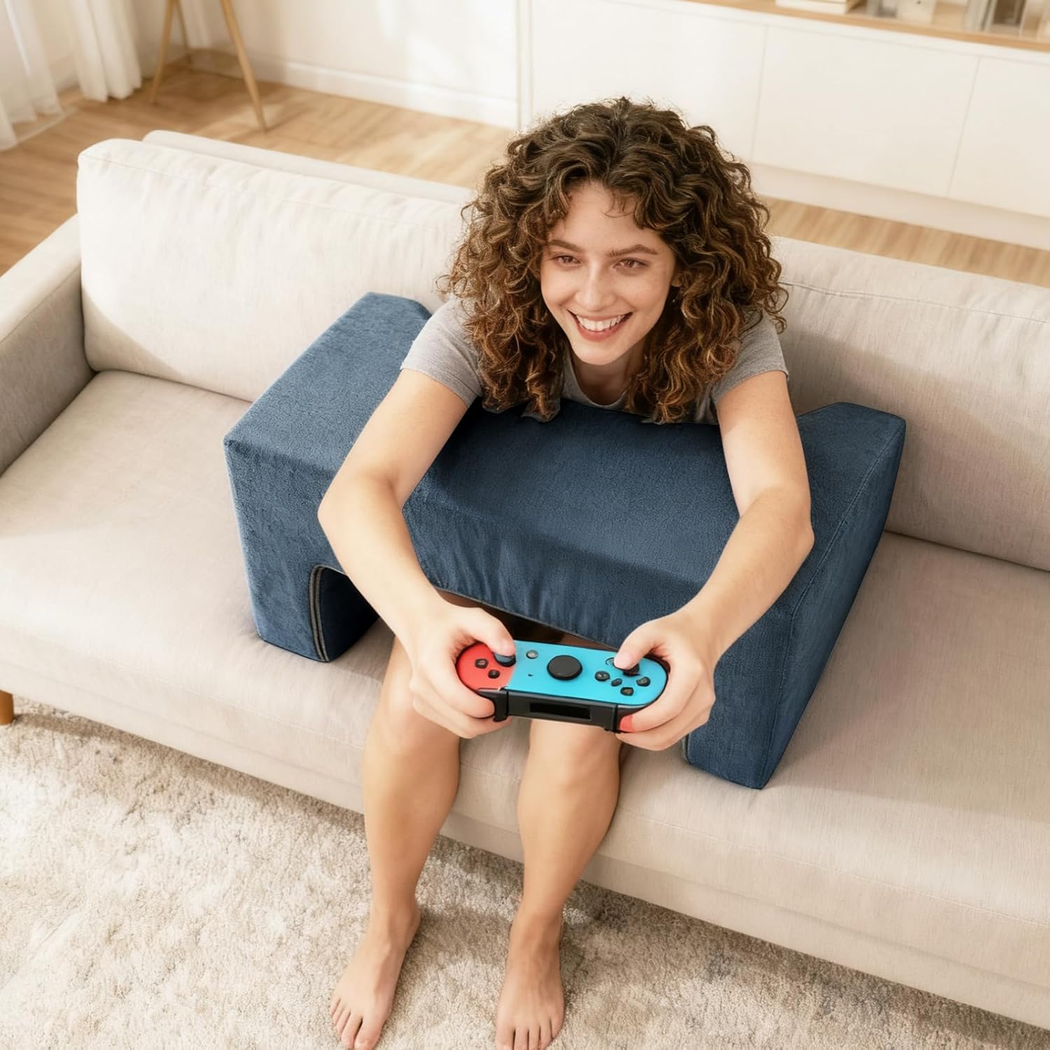 Reading Pillow for Gaming Soft Lap Desk Pillow for Laptop with Cup Holder Pocket Bed Desk for Reading Working Playing Steam Deck Switch or Sitting in Bed Floor Sofa (Dark Grey)