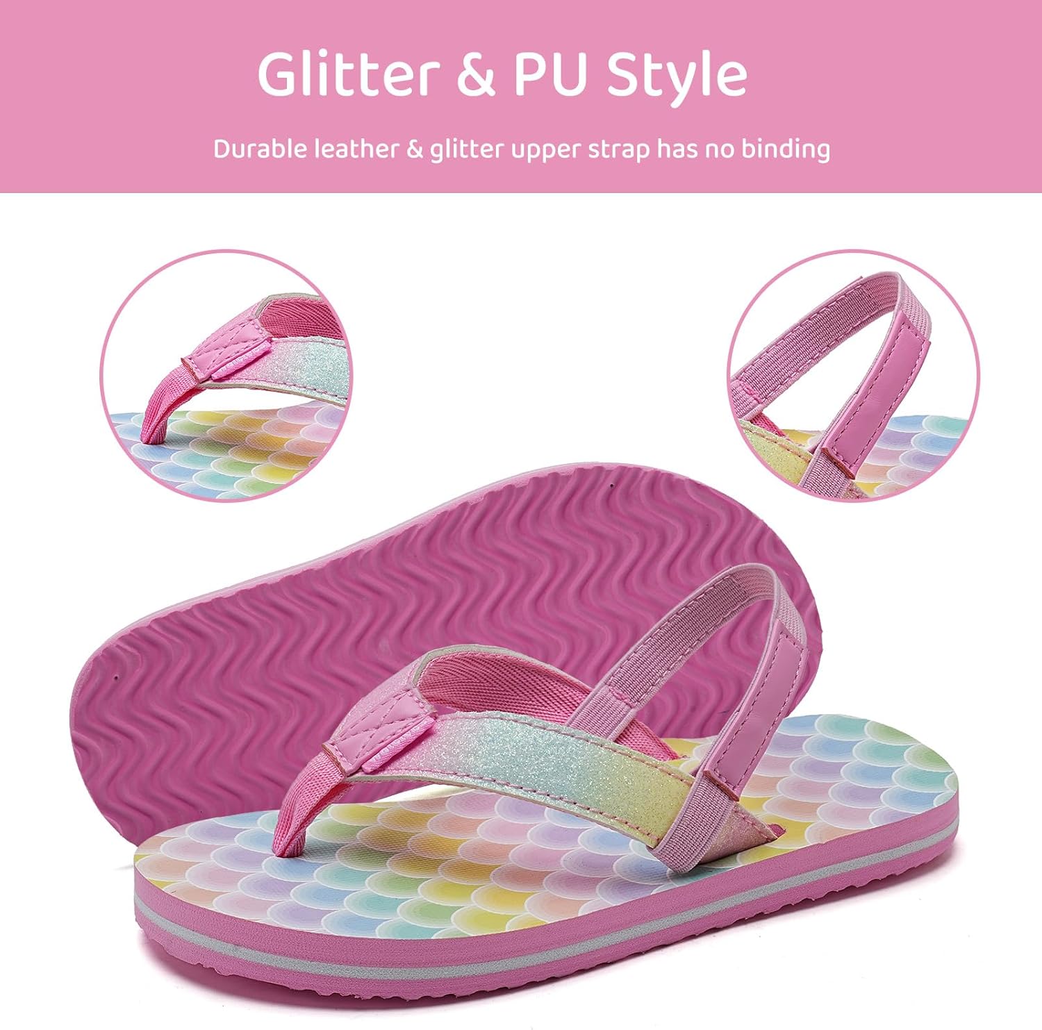 WateLves Toddler Flip Flops Girls Boys Sandals Shoes Kids Slip on Summer Sandals for Bath Shower Beach Pool (Toddler/Little Kid/Big Kid) - Image 4