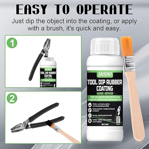 Miniatura 5 de JAOJAO Revestimiento de goma, mango de herramienta, revestimiento de goma para herramientas, aislamiento pelable y antideslizante, flexible, seguro