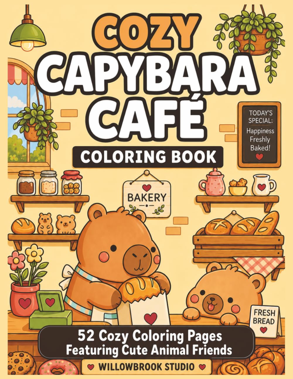 Cozy Capybara Café Coloring Book: Welcome to Capy Café: Cute Animal Friends, Cozy Cafés, and Bold & Easy Coloring Fun
