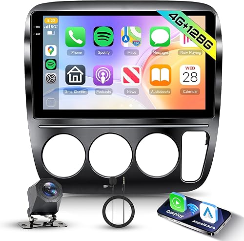 Hodozzy Radio 4G+128G para Honda CRV 1997-2001 con Carplay inalámbrico Android Auto, pantalla táctil Incell de 9 pulgadas, estéreo de coche doble
