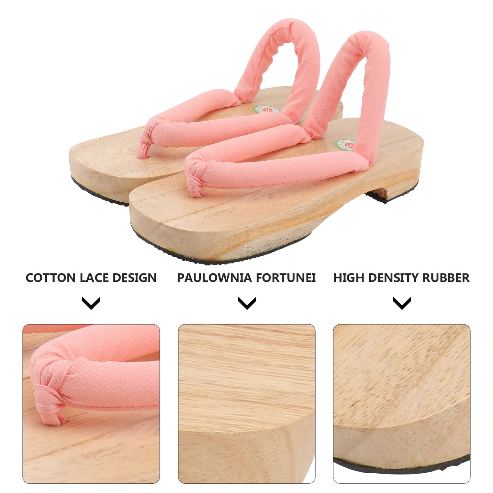 NOLITOY Sandalias Japonesas de Madera y Goma, Talla 41, 1 Par