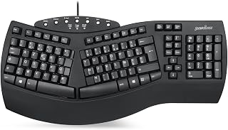 perixx PERIBOARD-512, Große ergonomische Tastatur, kabelgebunden, USB, für Windows – Schwarz, AZERTY
