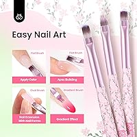 Vista 11 de Beetles - Juego de 6 pinceles de gel para arte de uñas, diseño de esmalte de gel, herramientas de pintura con pincel plano, pincel ovalado, pincel