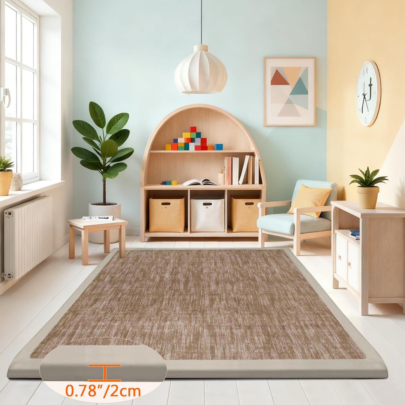 2 CM Tapis d’Éveil et Matelas pour Parc Bébé, Tapis de Jeu en Mousse pour Bébé, Tapis d'éveil Bébé Extra Doux Tapis Enfant pour Jouer et Marcher en Sécurité Marron 80 x 120cm