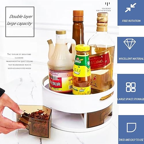 Miniatura 2 de Estante giratorio para especias, Lazy Susan, caja de almacenamiento multifuncional, estante de almacenamiento giratorio de cocina de 360,
