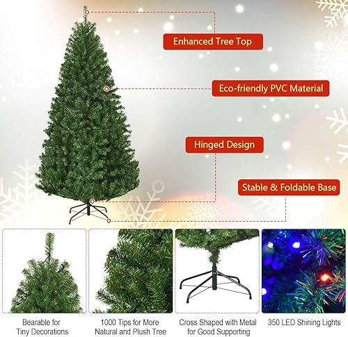Miniatura 3 de GOFLAME Árbol de Navidad artificial preiluminado de 6 pies, árbol de abeto con bisagras de alta calidad con soporte de metal, 11 modos de flash con