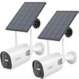 ieGeek Solar Security Cameras Wireless Outdoor 2 Pack, Battery Powered WiFi Home Surveillance Cam with Smart Siren & Spotlight, Motion Sensor Camera System 2K, 2 Way Audio/IP65 Waterproof