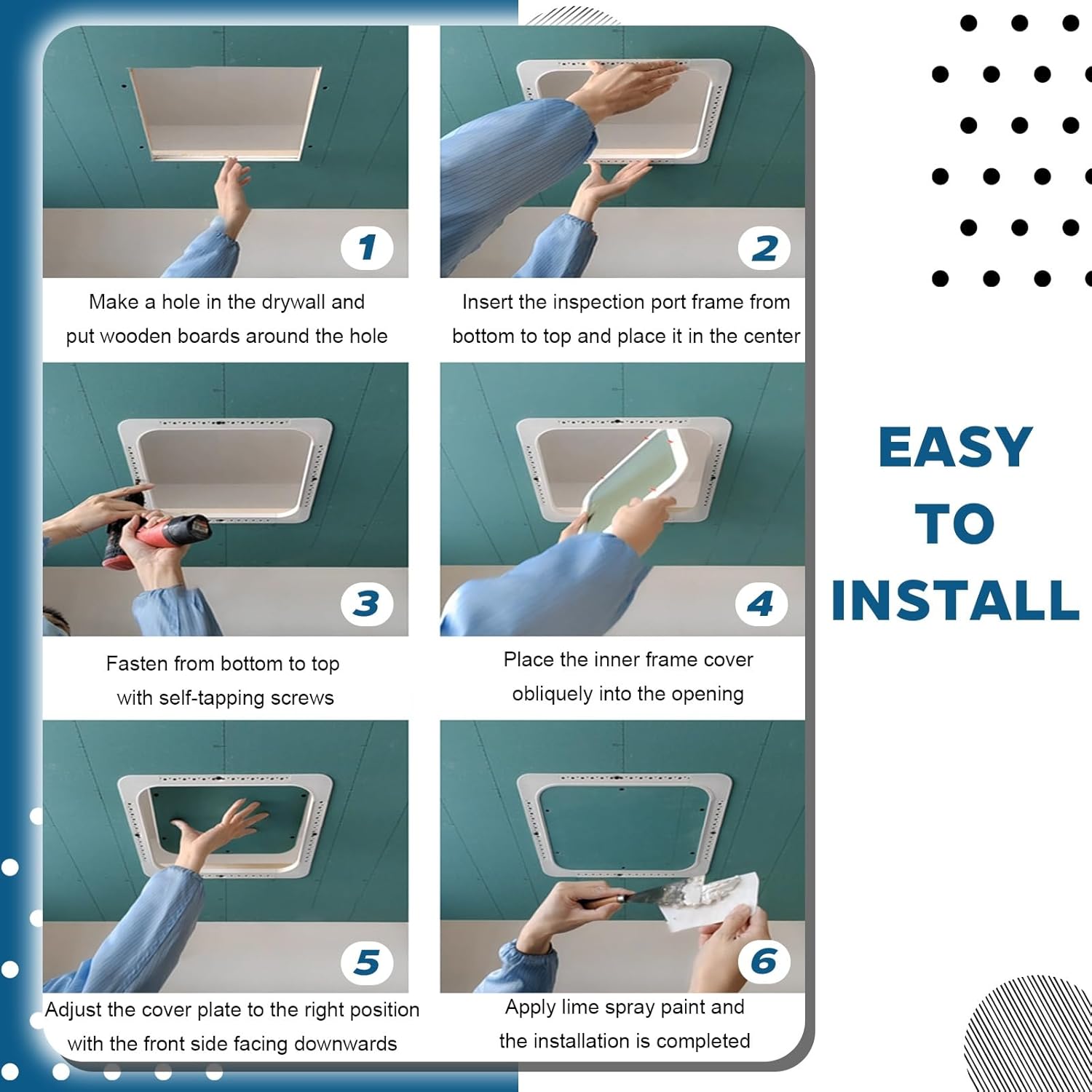 Ceiling Wall Access Panel for Drywall,Magnetic Push Open Fireproof Design Flush-Mounted Plaster Recessed Panel,Easy to Install,Used for Decoration of Hidden Lines and Pipes