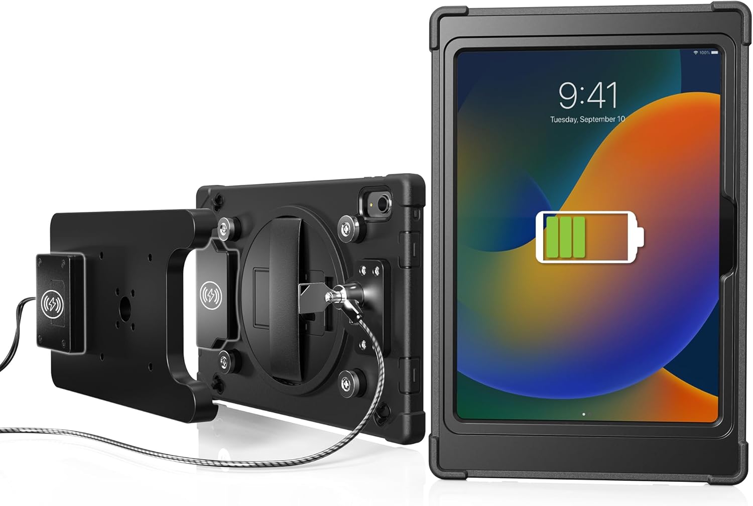 iPad Wireless Charging Case - CTA Wireless Magnetic Charging Case with Security & Splash-Proof, Impact-Resistant Thick Silicone Cover for iPad 10th Generation 10.9” (PAD-SICCB109)