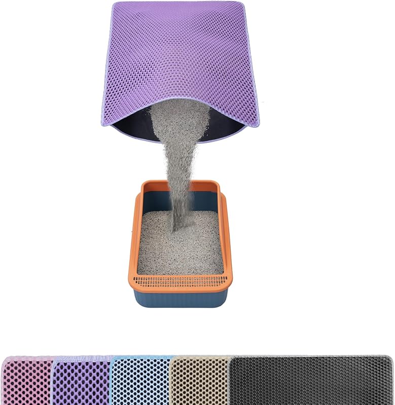 Tapete Coletor de Areia para Caixa de Gato em EVA, Impermeável e Dobrável USHARP Roxo, 81,28 x 55,88 cm
