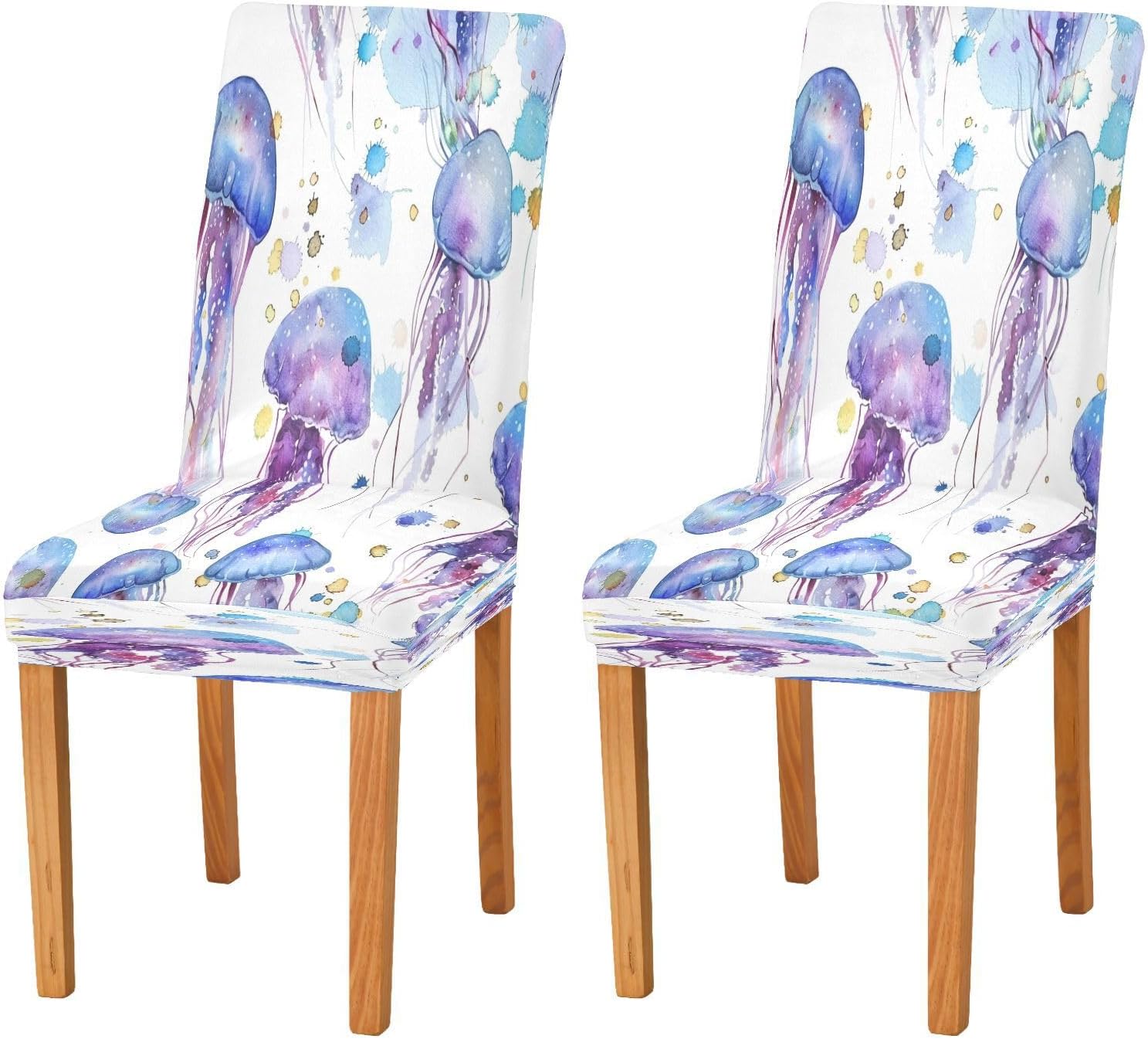 ALAZA Stretch Dining Room Chair Covers, Ocean Dolphin with Bubbles Chair Covers Parson Chair Slipcovers Removable Washable for Dining Room Ktichen Ceremony