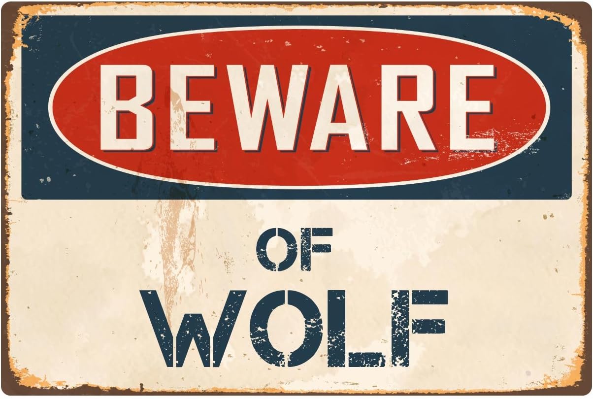 Beware Of Wolf 8” x 12” Vintage Aluminum Retro Metal Sign VS445